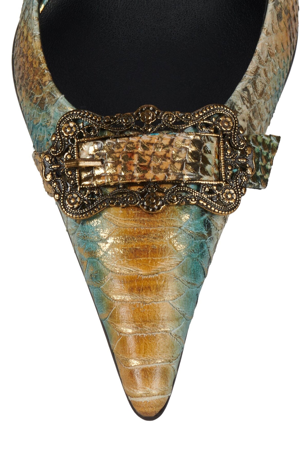 MEMENTO Slingback Heel Blue Multi Snake
