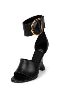 METAMORPH Jeffrey Campbell Wedge Sandals with Ankle Strap Black