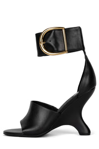 METAMORPH Jeffrey Campbell Wedge Sandals with Ankle Strap Black