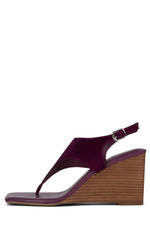 MIDSUMMER Wedge Sandal STRATEGY Purple Suede Tan Stack 6 