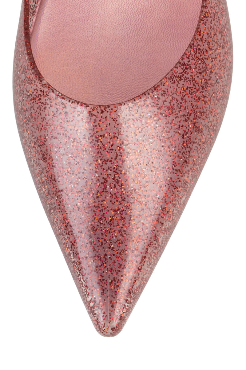 MILLENNI Jeffrey Campbell Heeled Jellies Pink Iridescent Glitter
