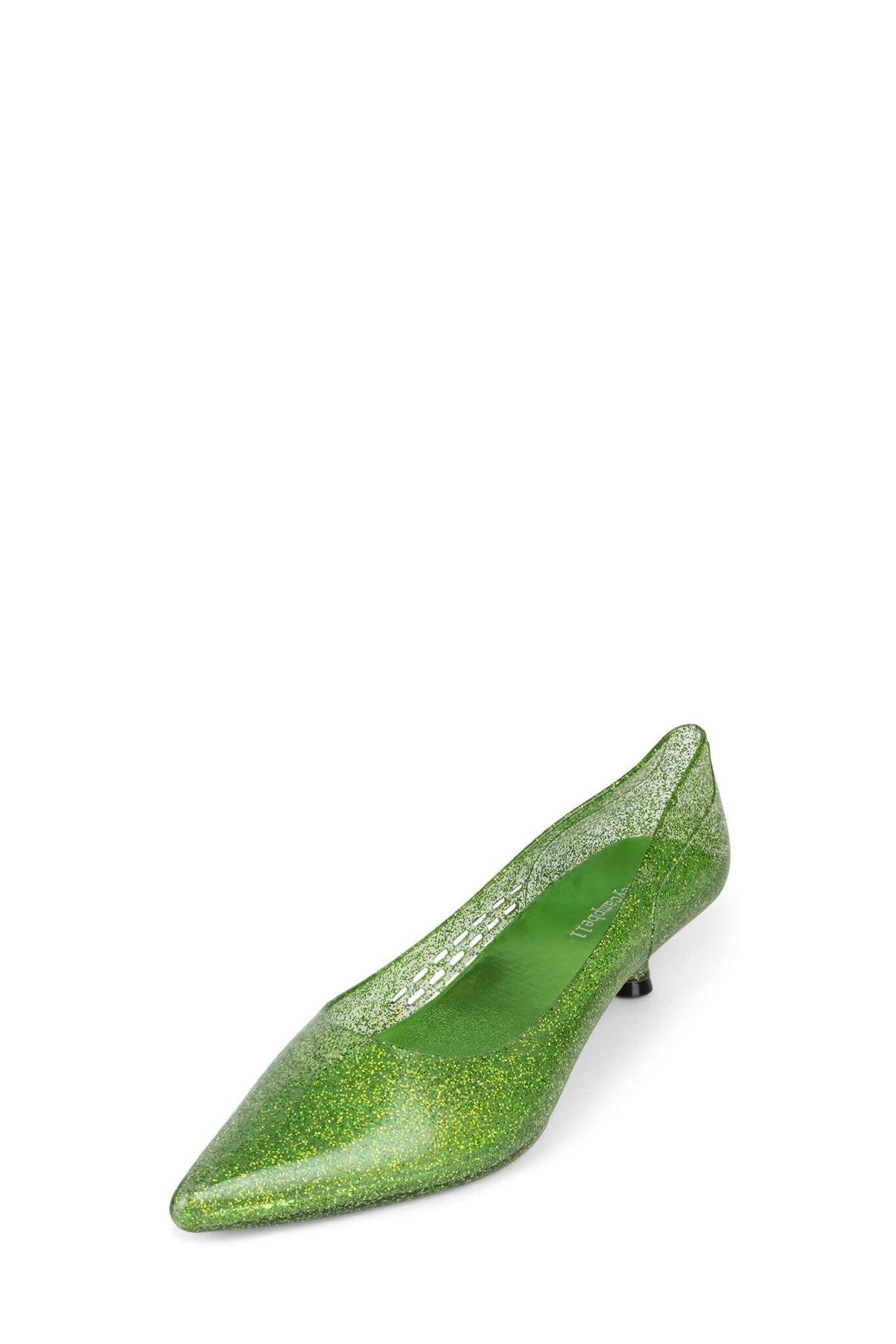 MILLENNI Jeffrey Campbell Heeled Jellies Green Iridescent Glitter