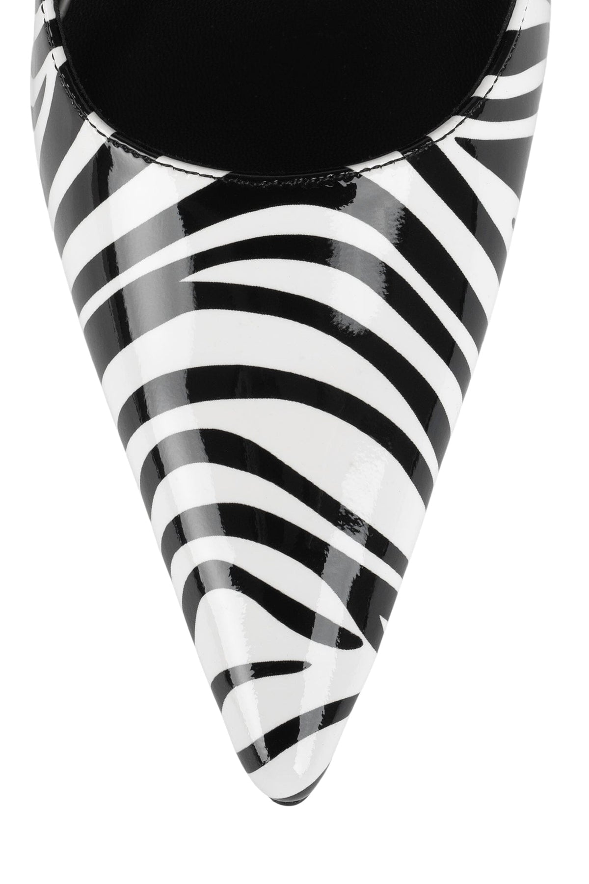 MILLY Slingback Heel Black White Zebra Patent 
