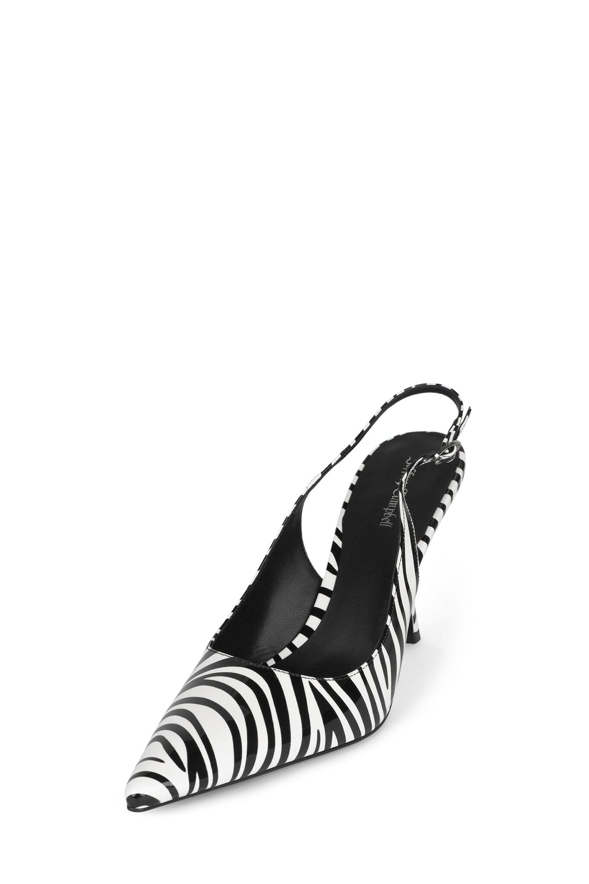 MILLY Slingback Heel Black White Zebra Patent _hover