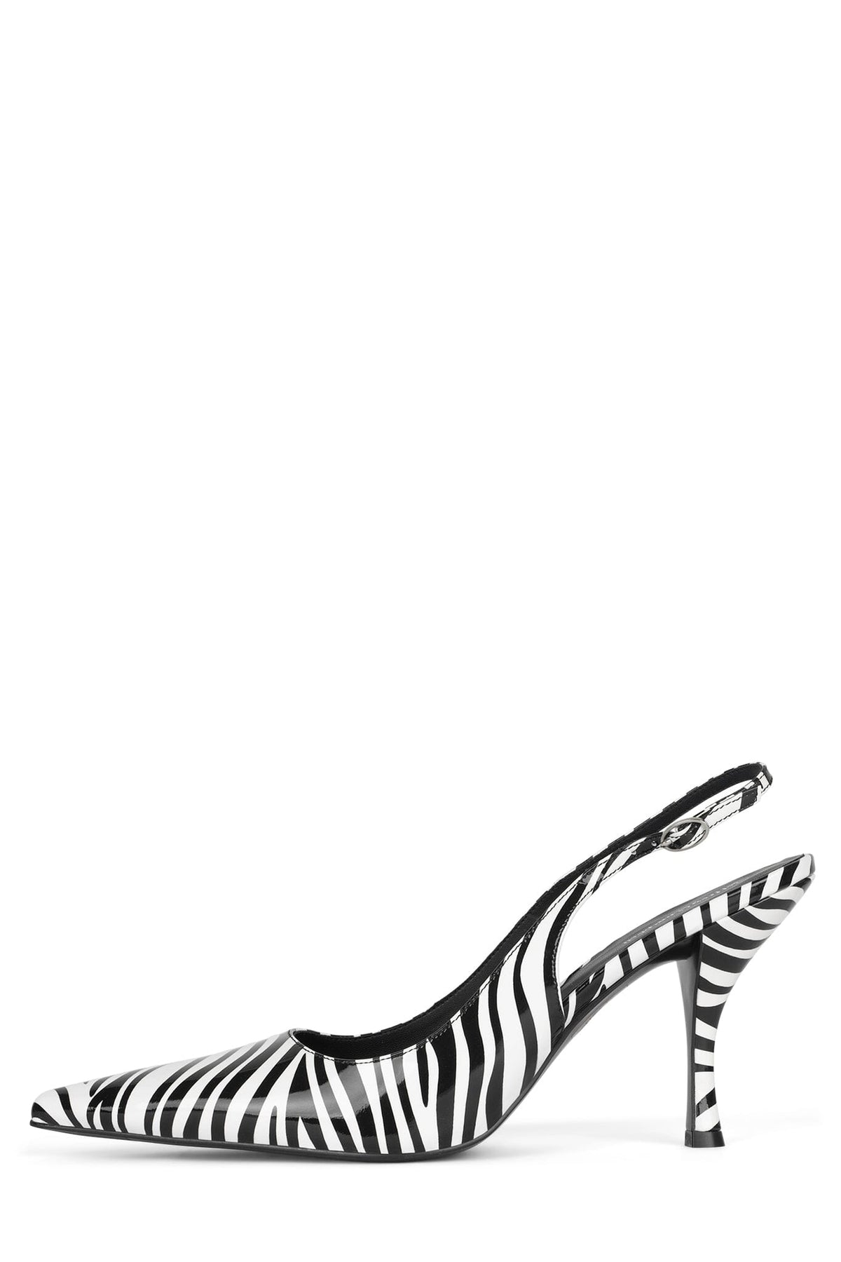 MILLY Slingback Heel Black White Zebra Patent 