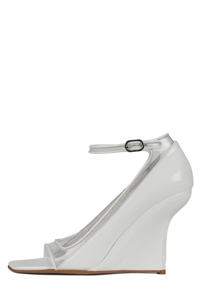 MOLECULAR Jeffrey Campbell Wedge Sandal White Patent