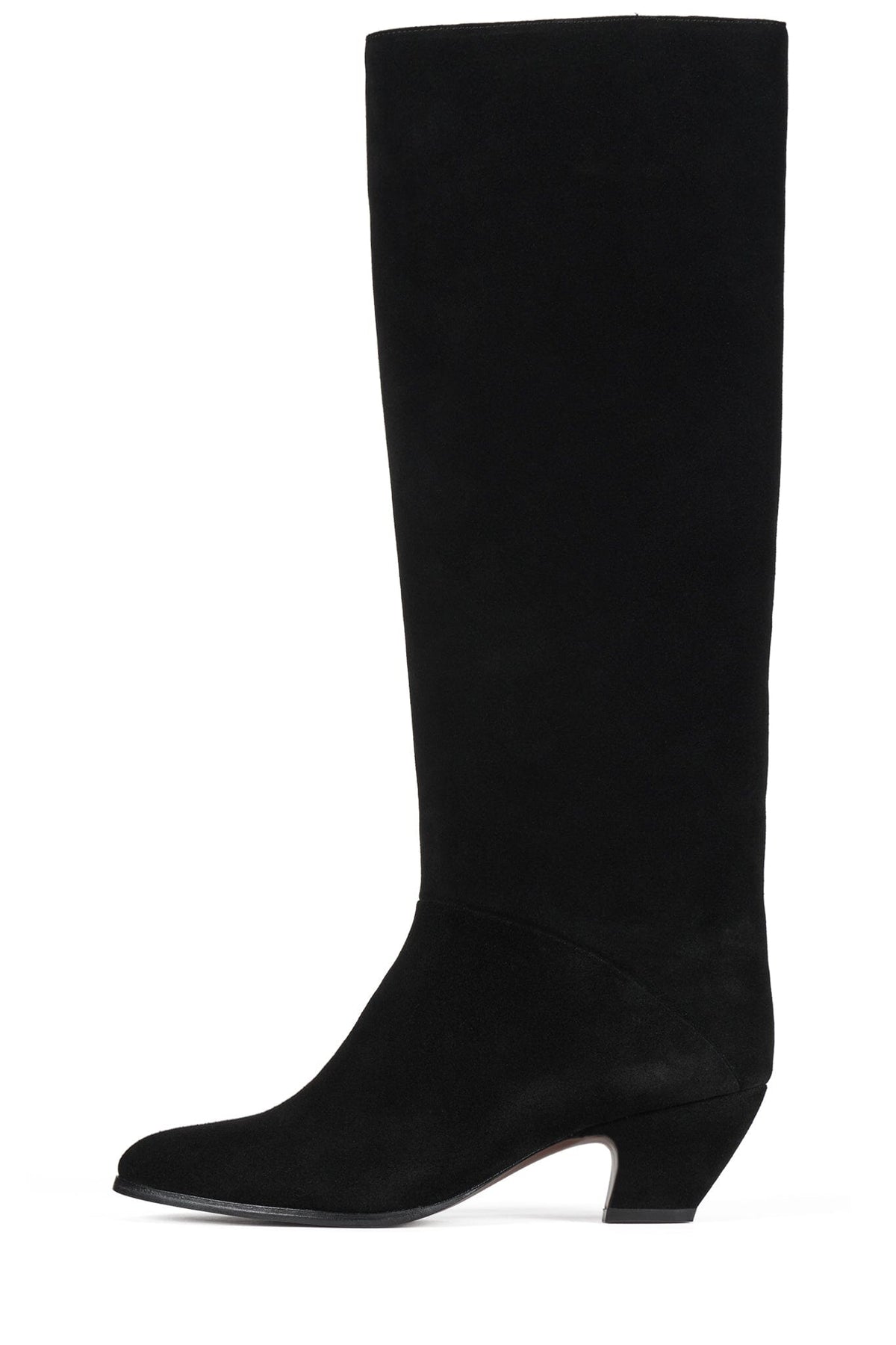 MONMOUTH Heeled Knee-High Boot Black Suede