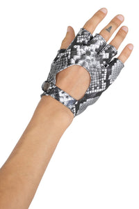 MOTO-MAMI Jeffrey Campbell Moto-Inspire Gloves White Grey Python