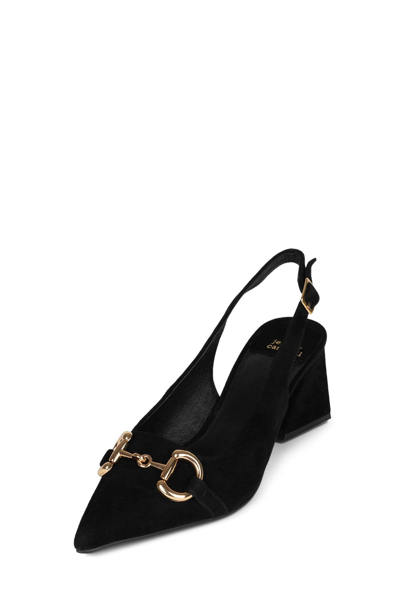 NAKITA Jeffrey Campbell Slingback Black Suede Gold