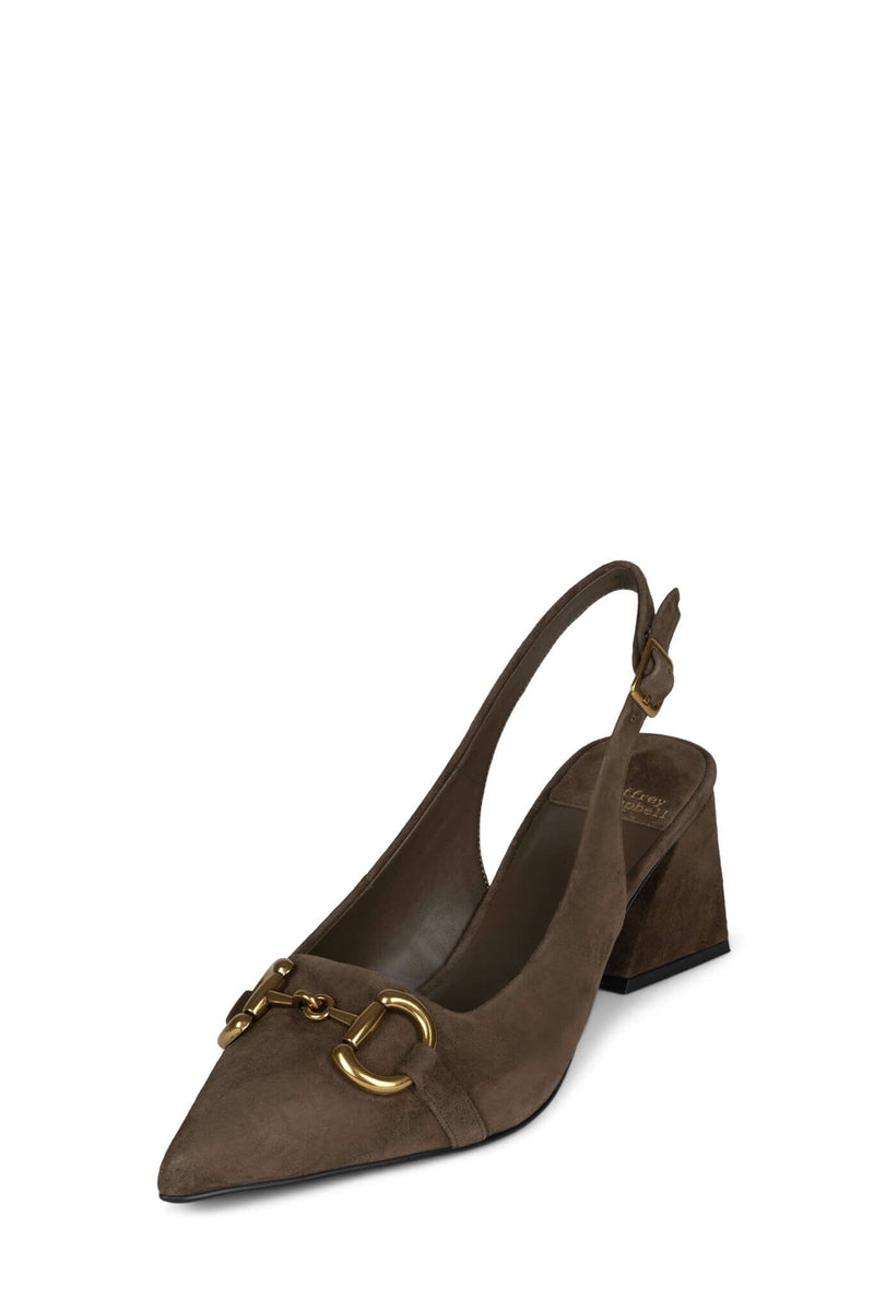 NAKITA Jeffrey Campbell Slingback Light Brown Suede Gold