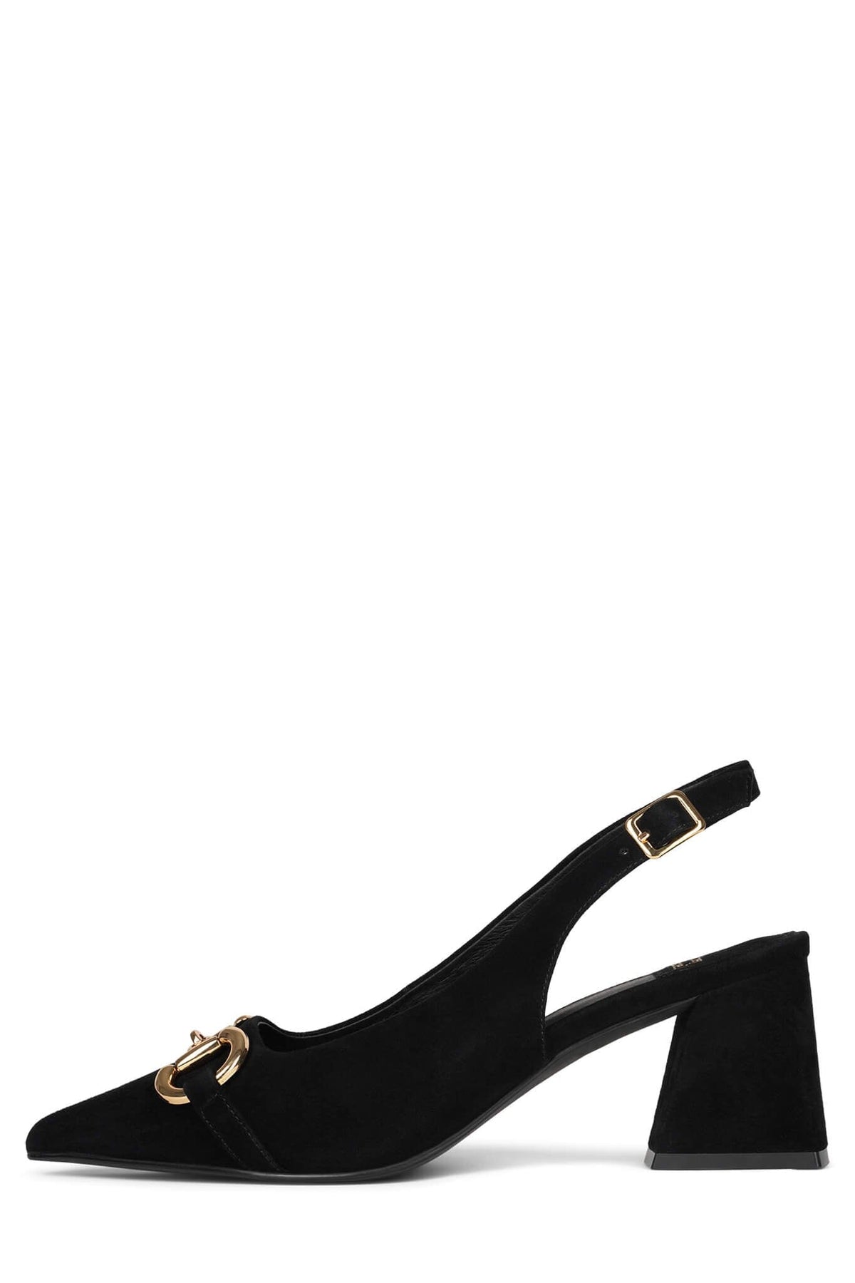 NAKITA Slingback Heel DV Black Suede Gold 6 