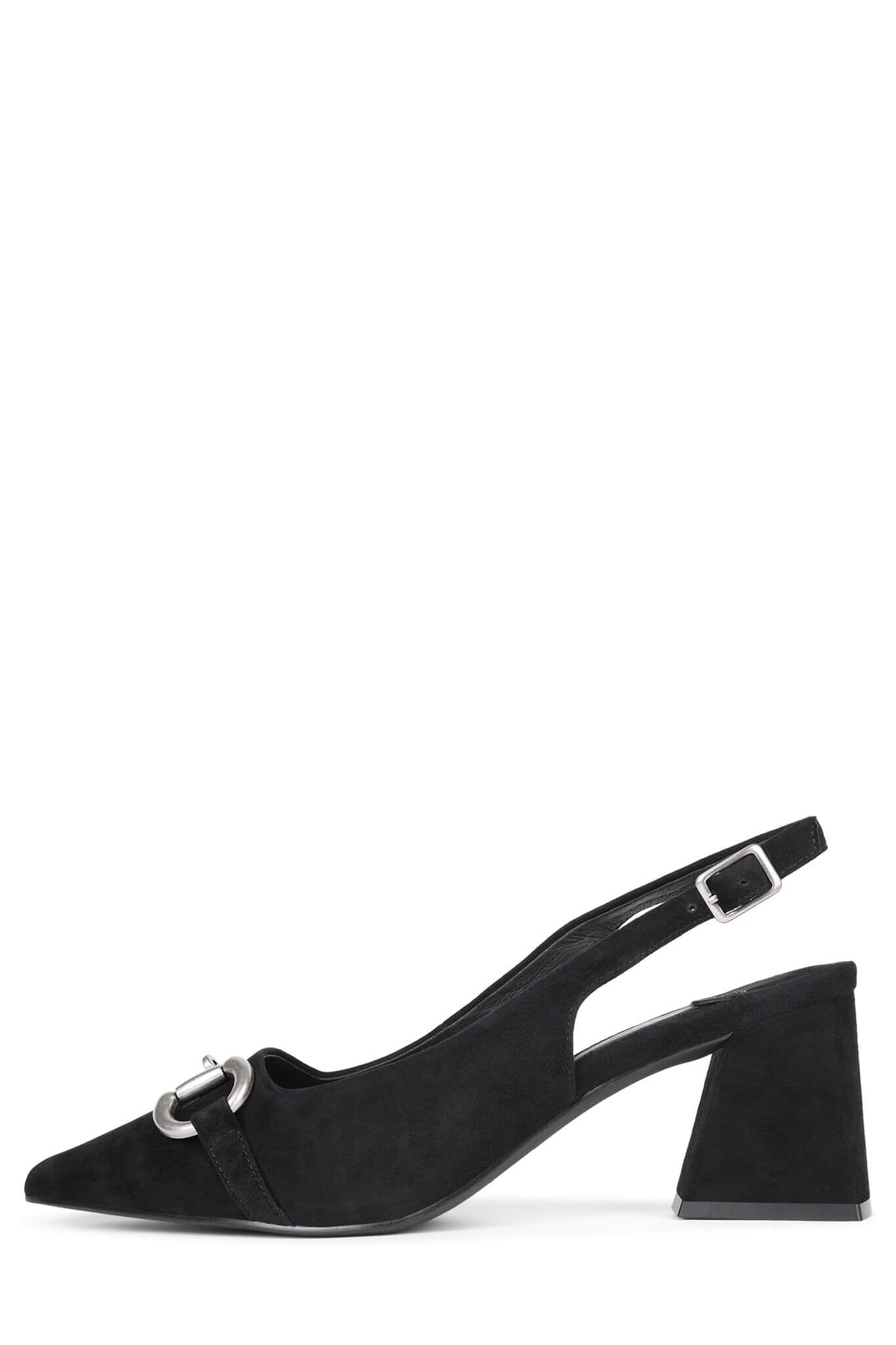 NAKITA Slingback Heel DV Black Suede Silver 6 