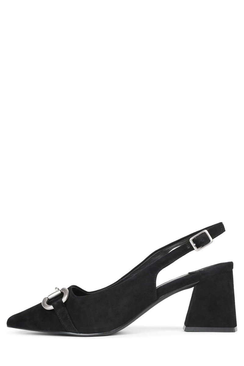 NAKITA Jeffrey Campbell Slingback Black Suede Silver