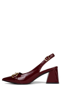 NAKITA Slingback Heel DV Cherry Red Patent Gold 6 