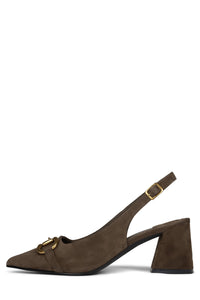 NAKITA Slingback Heel DV Light Brown Suede Gold 6 