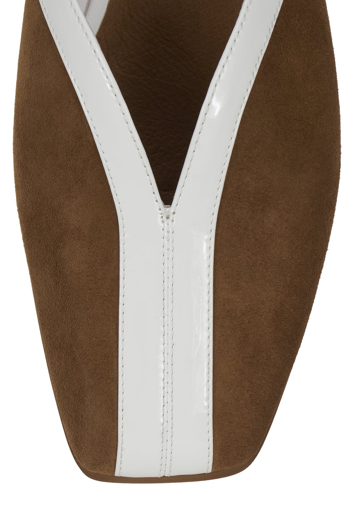NARROWS Jeffrey Campbell Flat Mule Tan Suede White Combo