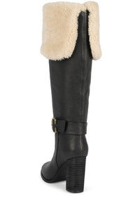 NESTLE-F Jeffrey Campbell Heeled Boot Black Crinkle Beige
