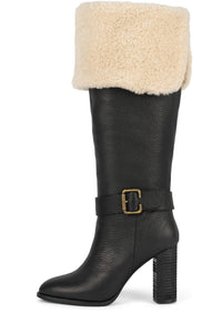 NESTLE-F Jeffrey Campbell Heeled Boot Black Crinkle Beige