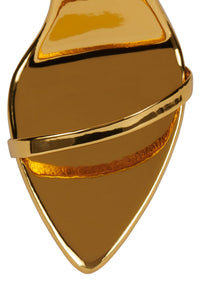 OBSESSION Jeffrey Campbell Minimal Sandal Gold Patent Gold