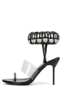 OCCASION Jeffrey Campbell Stiletto Sandal Black Patent Silver