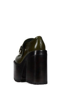 OFFSET Jeffrey Campbell Heeled Loafer Green Oiled