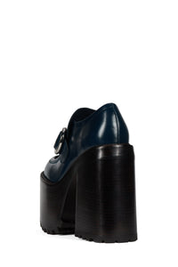 OFFSET Jeffrey Campbell Heeled Loafer Blue Oiled