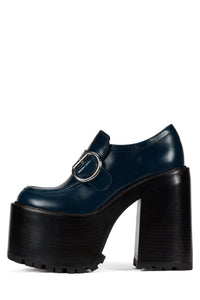 OFFSET Jeffrey Campbell Heeled Loafer Blue Oiled
