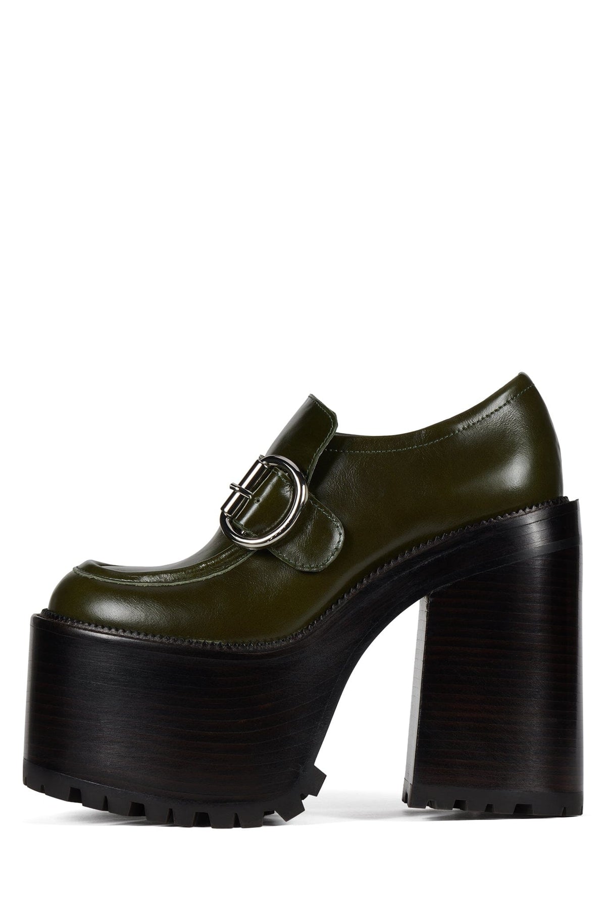 OFFSET Jeffrey Campbell Heeled Loafer Green Oiled