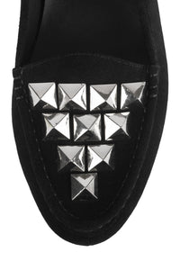 OLD-STUD Jeffrey Campbell Loafer Black Suede Silver