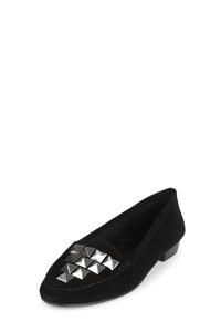 OLD-STUD Jeffrey Campbell Loafer Black Suede Silver _hover