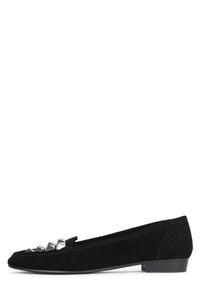 OLD-STUD Jeffrey Campbell Loafer Black Suede Silver