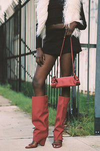 ON-SUNSET Shoulder Bag Wine Satin Gold 