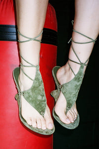 PACHOULI Jeffrey Campbell Strappy Sandals Olive Suede