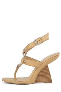 PAISLEY Jeffrey Campbell Wedge Sandal Beige Natural Stack 