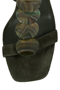 PALMA Jeffrey Campbell Wedge Sandal Dark Green Suede