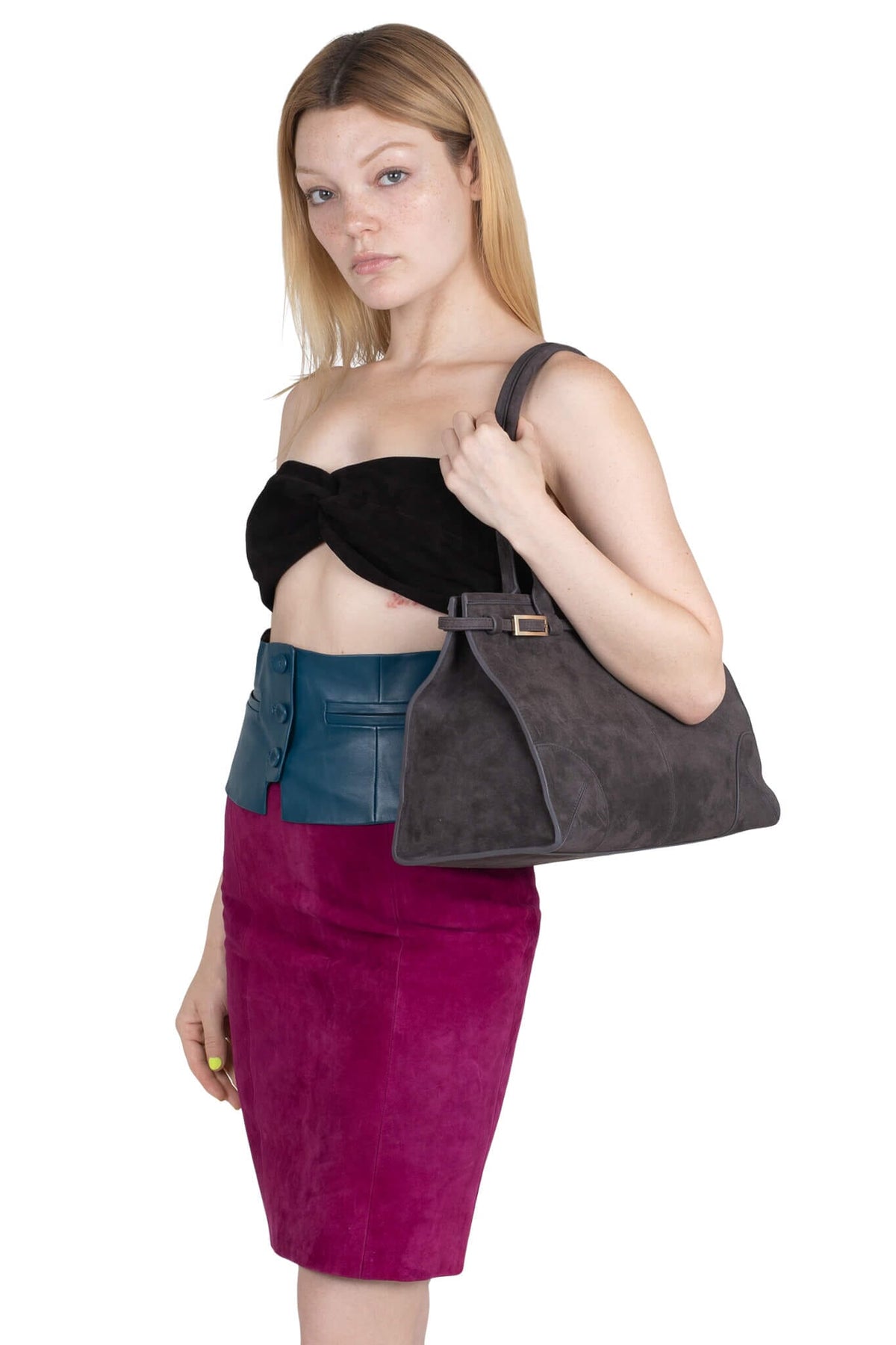 PALOMINO Jeffrey Campbell Shoulder Bag Grey Suede