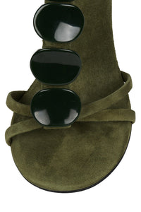 PANACEA Jeffrey Campbell Heeled Sandal Olive Suede Combo
