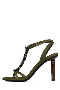 PANACEA Jeffrey Campbell Heeled Sandal Olive Suede Combo