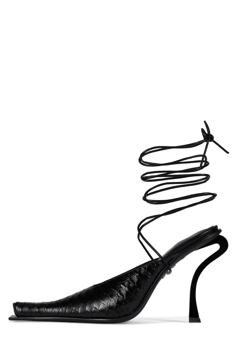 PARALLAX Jeffrey Campbell Heeled Mule Black Snake