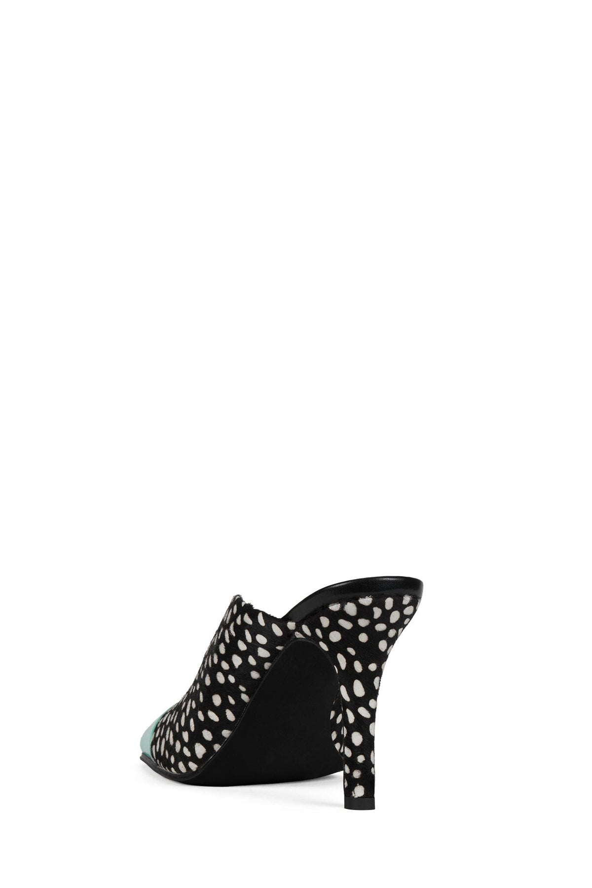 PASSAGE-F Heeled Mule Black White Dot Teal