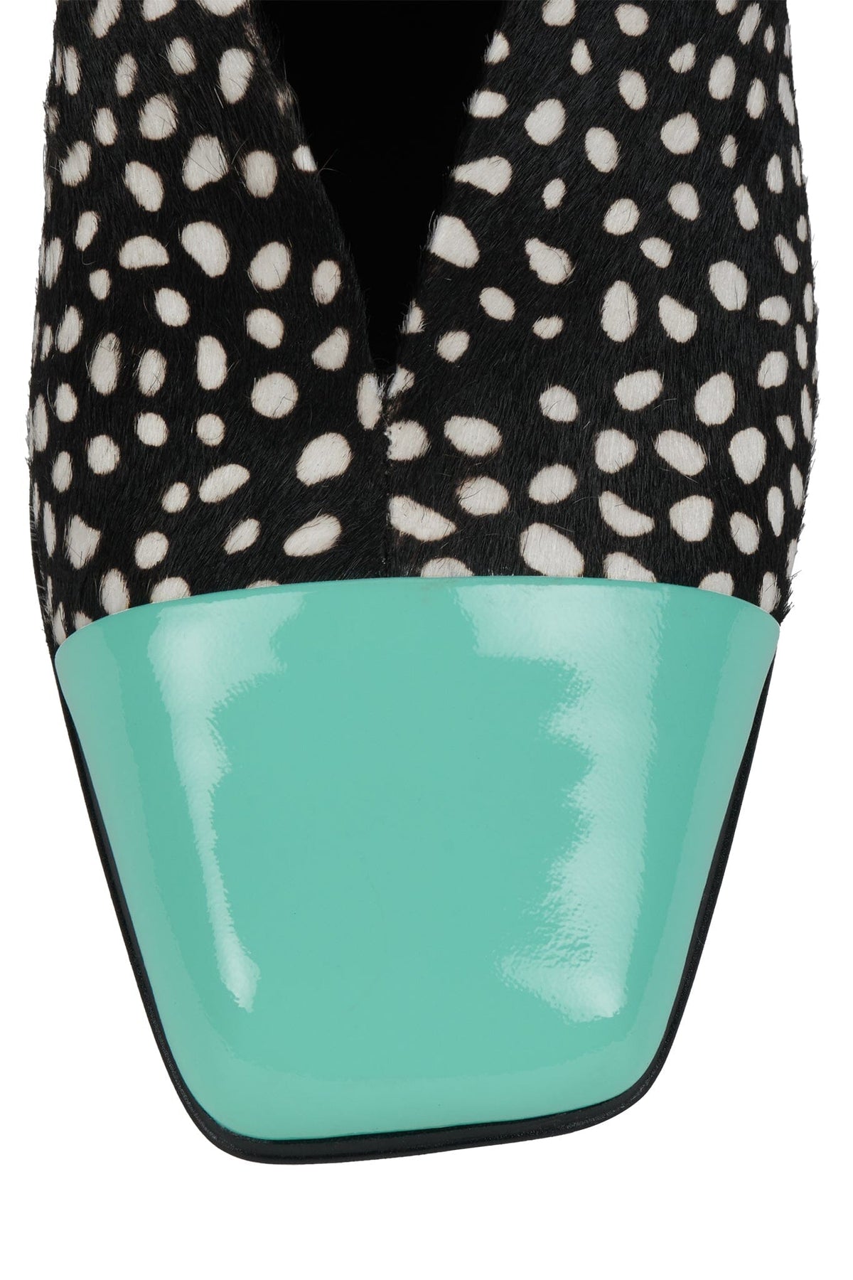 PASSAGE-F Heeled Mule Black White Dot Teal