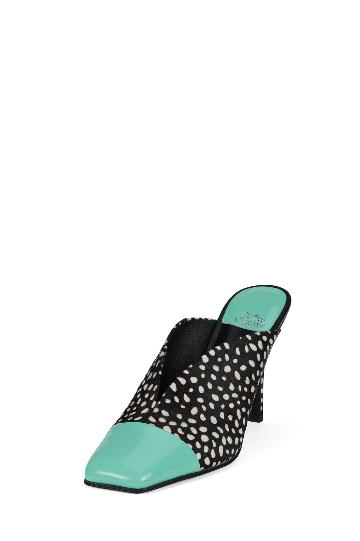 PASSAGE-F Heeled Mule Black White Dot Teal _hover