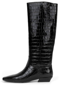 PASSO Jeffrey Campbell Knee-High Boot Black Croco