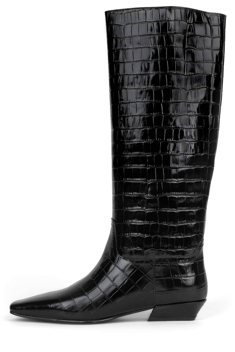 PASSO Jeffrey Campbell Knee-High Boot Black Croco