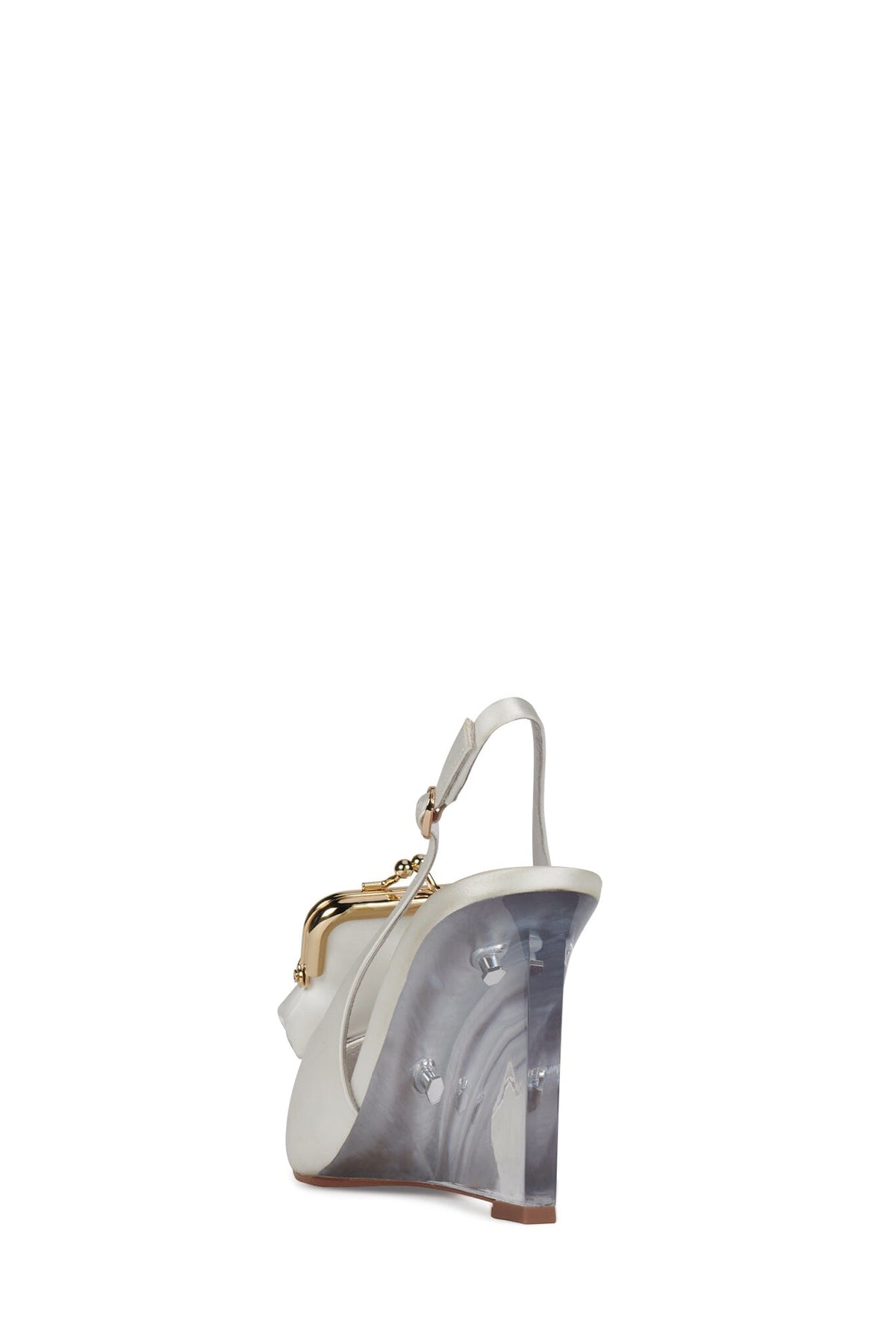 PAY-ME Jeffrey Campbell Slingback Wedge White Satin Combo