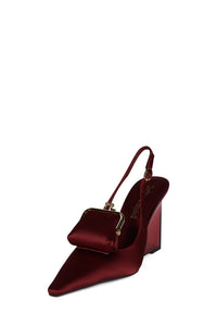 PAY-ME Jeffrey Campbell Slingback Wedge Wine Satin Combo 
_hover