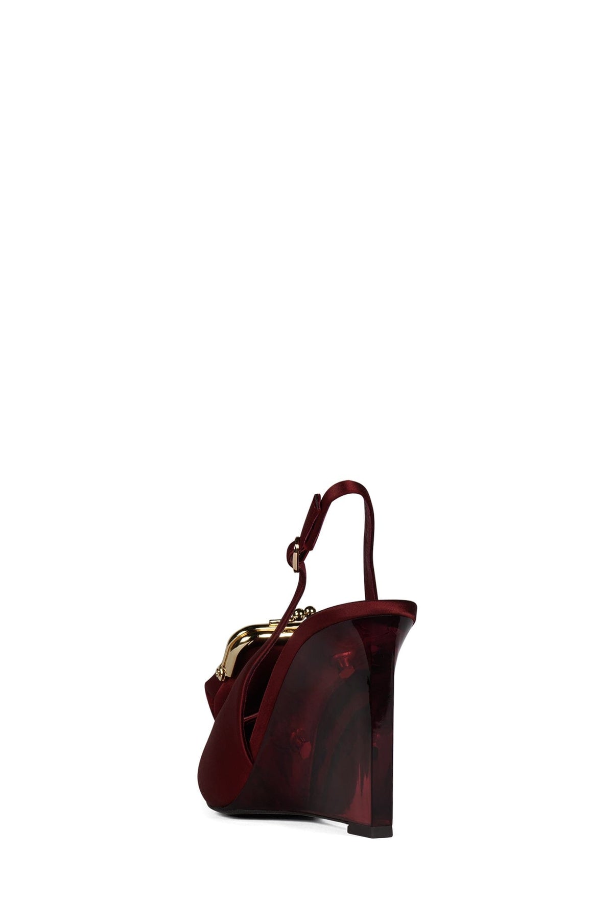 PAY-ME Jeffrey Campbell Slingback Wedge Wine Satin Combo 