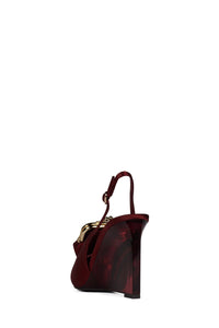 PAY-ME Jeffrey Campbell Slingback Wedge Wine Satin Combo 
