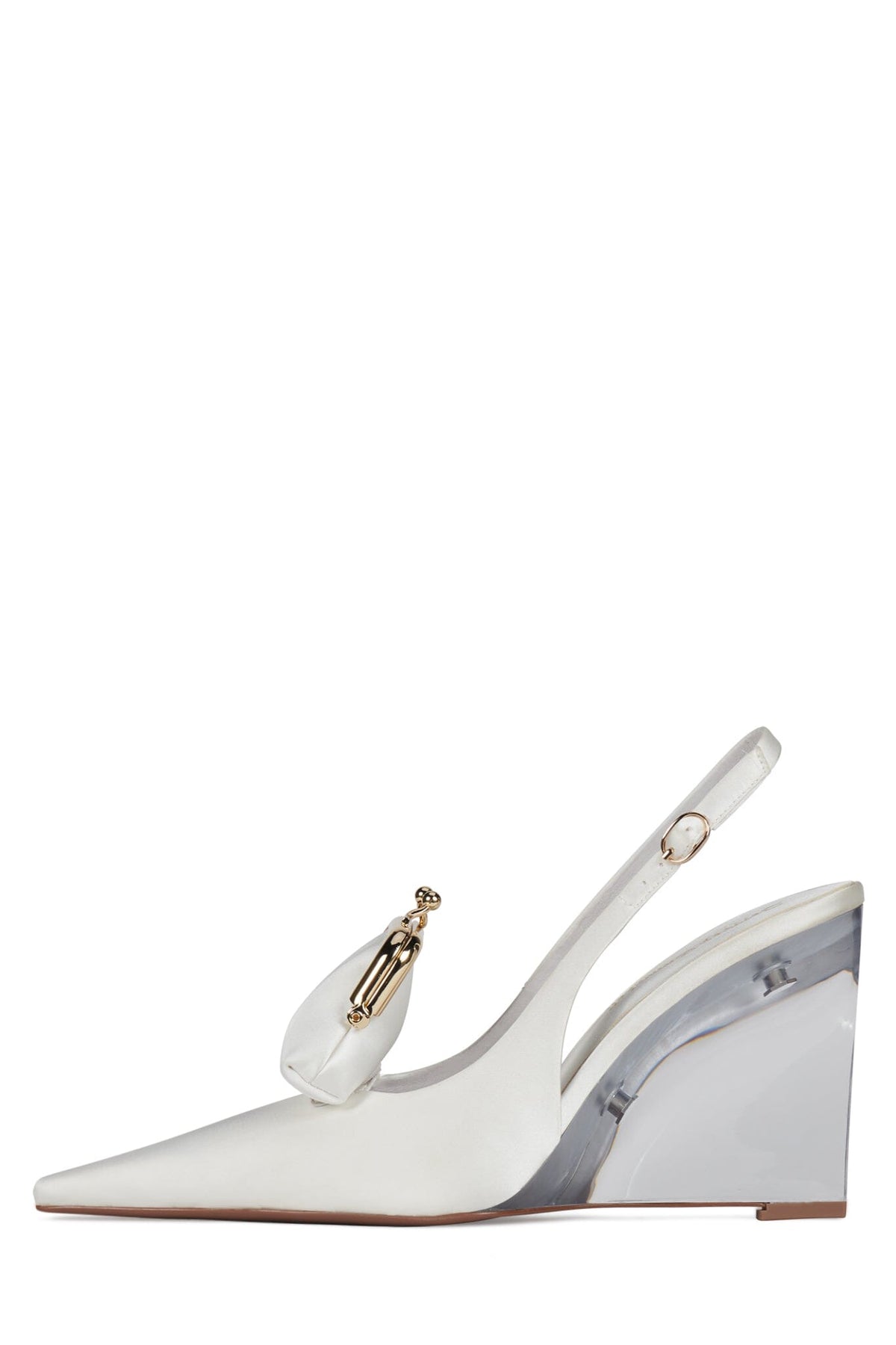PAY-ME Jeffrey Campbell Slingback Wedge White Satin Combo