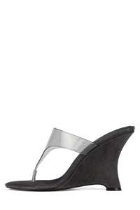 PERSISTENT Wedge Sandal Dark Grey Suede Combo